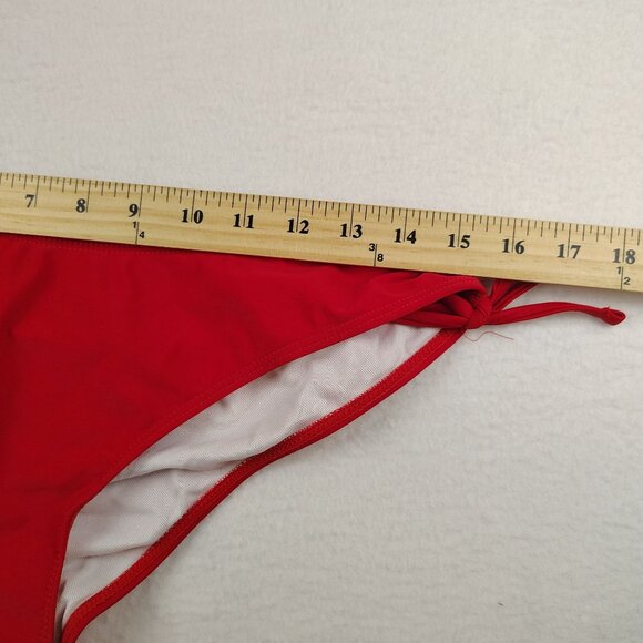 Red Strapless Cinched Cheeky Bikini Sz Large - Picture 9 of 9